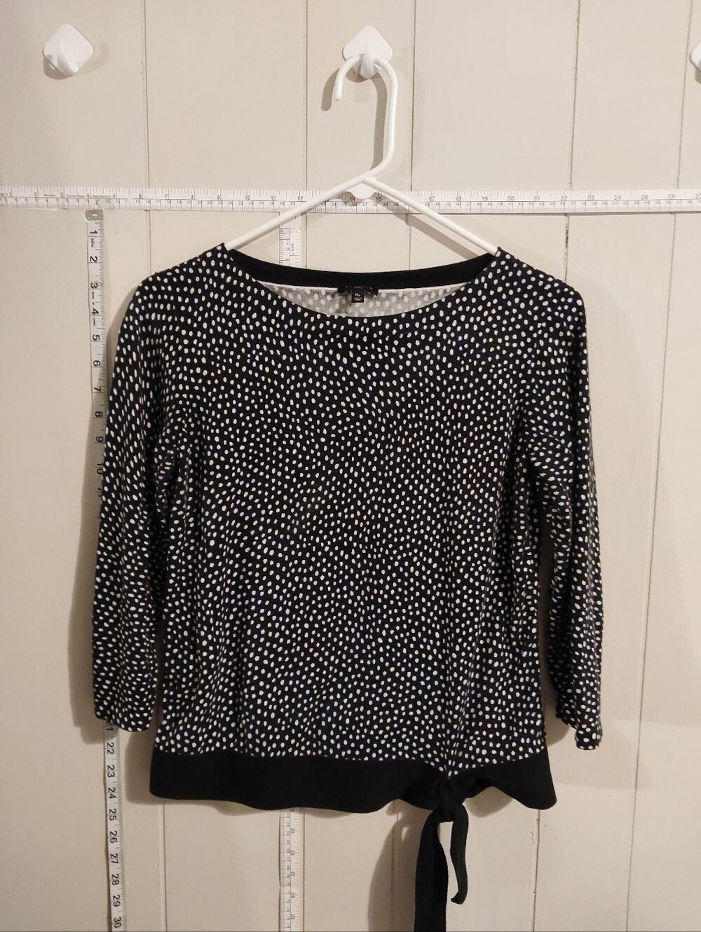 Talbots Polka Dot Tie-Hem Women's Cotton Sweater Size Petite M